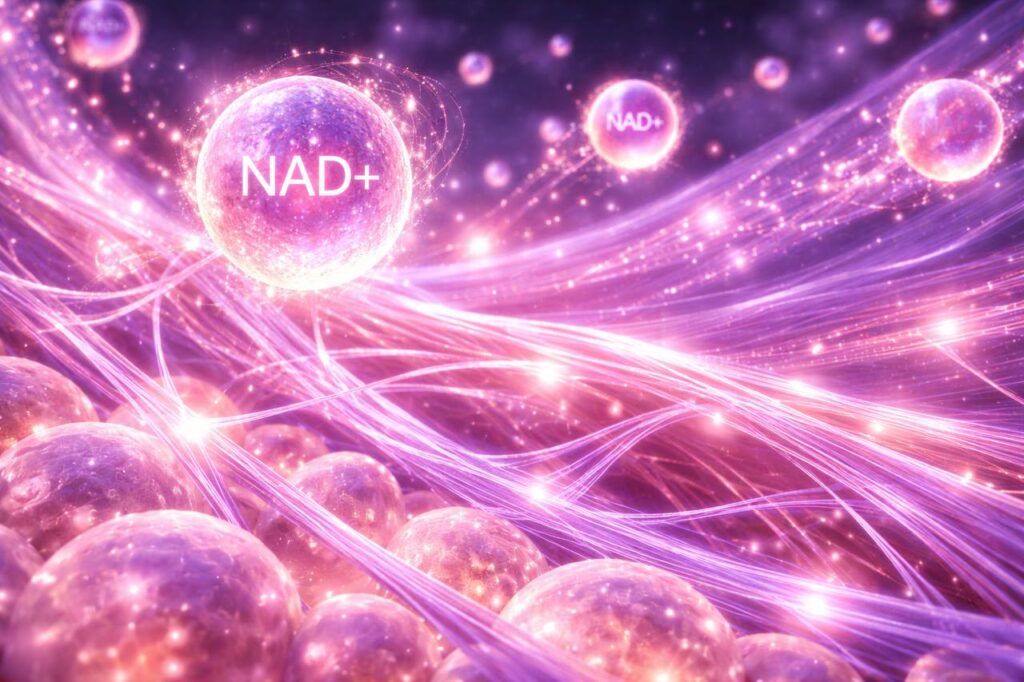 NAD+ and collagen anti-aging - cellular health concept